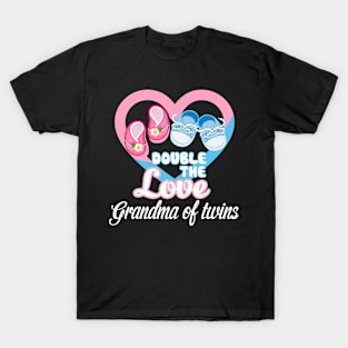 Double The Love Auntie Of Twins Shirt Twins Aunt Gifts Grandma of twins T-Shirt